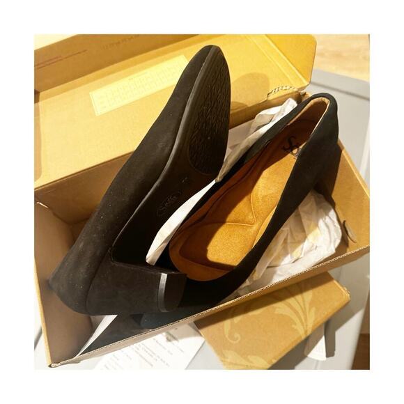 Sofft Lana Suede Block Heels Shoes Closed Toe Leather Black Size 11M NWB - Picture 6 of 12